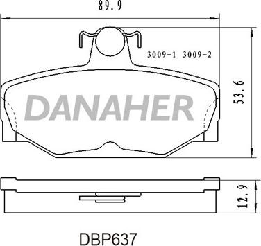 Danaher DBP637 - Kit pastiglie freno, Freno a disco autozon.pro