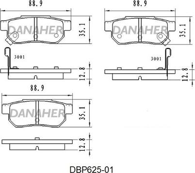 Danaher DBP625-01 - Kit pastiglie freno, Freno a disco autozon.pro