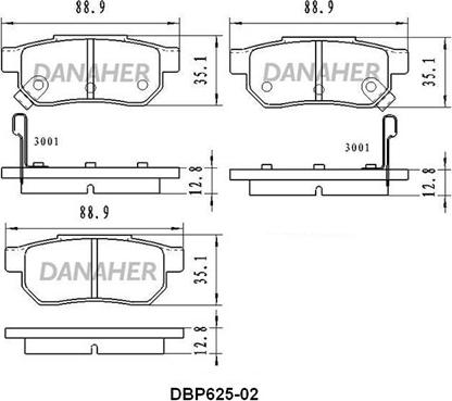 Danaher DBP625-02 - Kit pastiglie freno, Freno a disco autozon.pro