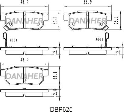 Danaher DBP625 - Kit pastiglie freno, Freno a disco autozon.pro