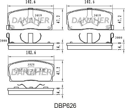 Danaher DBP626 - Kit pastiglie freno, Freno a disco autozon.pro