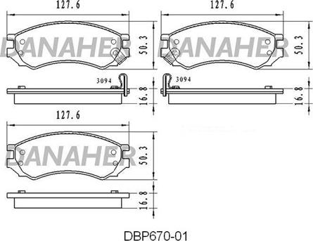 Danaher DBP670-01 - Kit pastiglie freno, Freno a disco autozon.pro