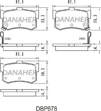 Danaher DBP678 - Kit pastiglie freno, Freno a disco autozon.pro