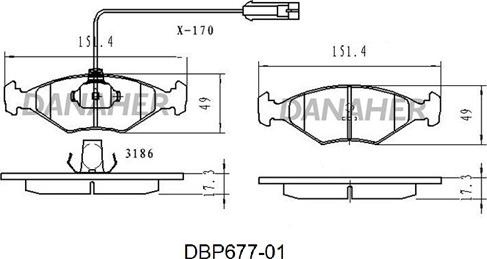 Danaher DBP677-01 - Kit pastiglie freno, Freno a disco autozon.pro