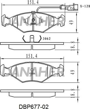 Danaher DBP677-02 - Kit pastiglie freno, Freno a disco autozon.pro