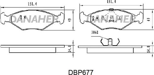 Danaher DBP677 - Kit pastiglie freno, Freno a disco autozon.pro