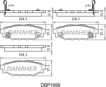 Danaher DBP1999 - Kit pastiglie freno, Freno a disco autozon.pro