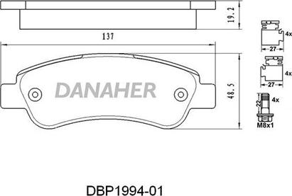 Danaher DBP1994-01 - Kit pastiglie freno, Freno a disco autozon.pro