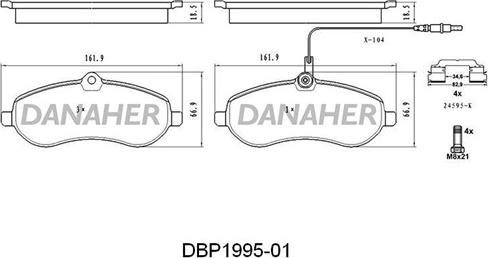 Danaher DBP1995-01 - Kit pastiglie freno, Freno a disco autozon.pro