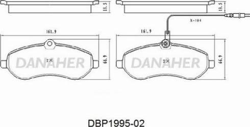 Danaher DBP1995-02 - Kit pastiglie freno, Freno a disco autozon.pro