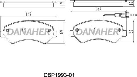 Danaher DBP1993-01 - Kit pastiglie freno, Freno a disco autozon.pro