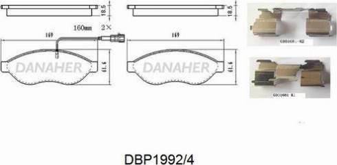 Danaher DBP1992/4 - Kit pastiglie freno, Freno a disco autozon.pro