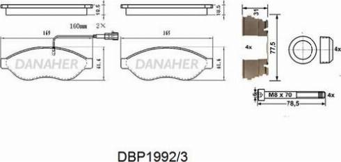 Danaher DBP1992/3 - Kit pastiglie freno, Freno a disco autozon.pro