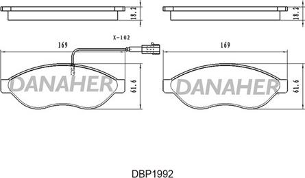 Danaher DBP1992 - Kit pastiglie freno, Freno a disco autozon.pro