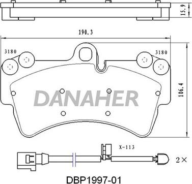 Danaher DBP1997-01 - Kit pastiglie freno, Freno a disco autozon.pro