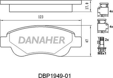 Danaher DBP1949-01 - Kit pastiglie freno, Freno a disco autozon.pro