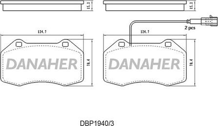 Danaher DBP1940/3 - Kit pastiglie freno, Freno a disco autozon.pro