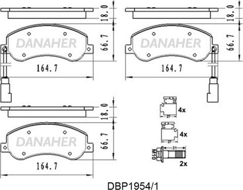 Danaher DBP1954/1 - Kit pastiglie freno, Freno a disco autozon.pro