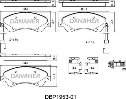 Danaher DBP1953-01 - Kit pastiglie freno, Freno a disco autozon.pro