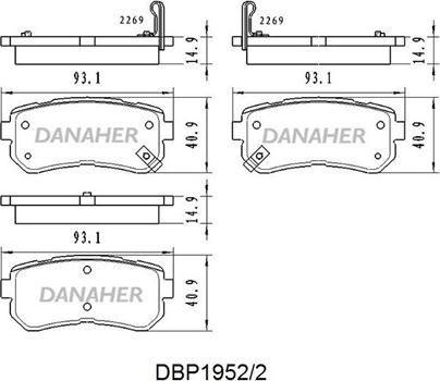 Danaher DBP1952/2 - Kit pastiglie freno, Freno a disco autozon.pro