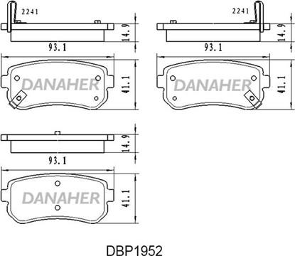 Danaher DBP1952 - Kit pastiglie freno, Freno a disco autozon.pro