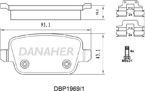 Danaher DBP1969/1 - Kit pastiglie freno, Freno a disco autozon.pro