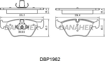 Danaher DBP1962 - Kit pastiglie freno, Freno a disco autozon.pro