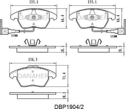 Danaher DBP1904/2 - Kit pastiglie freno, Freno a disco autozon.pro