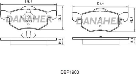 Danaher DBP1900 - Kit pastiglie freno, Freno a disco autozon.pro