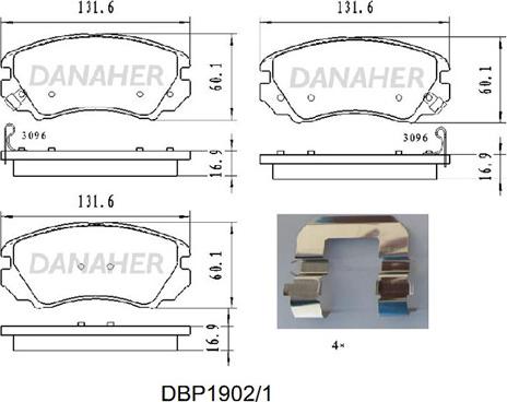 Danaher DBP1902/1 - Kit pastiglie freno, Freno a disco autozon.pro