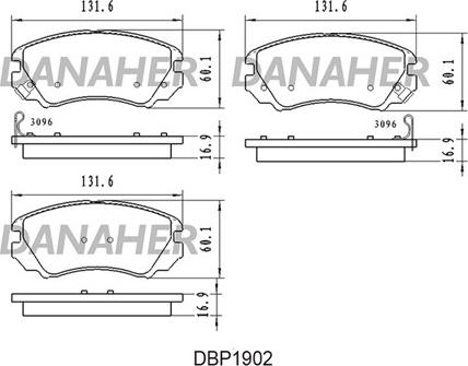 Danaher DBP1902 - Kit pastiglie freno, Freno a disco autozon.pro