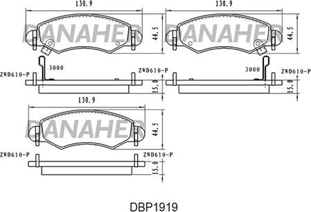 Danaher DBP1919 - Kit pastiglie freno, Freno a disco autozon.pro