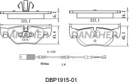 Danaher DBP1915-01 - Kit pastiglie freno, Freno a disco autozon.pro