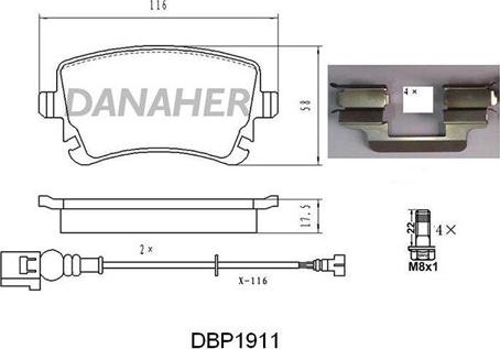 Danaher DBP1911 - Kit pastiglie freno, Freno a disco autozon.pro