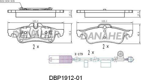 Danaher DBP1912-01 - Kit pastiglie freno, Freno a disco autozon.pro