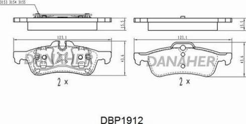 Danaher DBP1912 - Kit pastiglie freno, Freno a disco autozon.pro