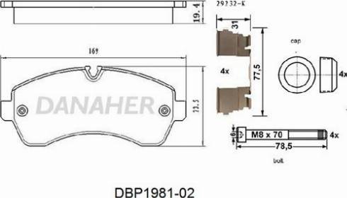 Danaher DBP1981-02 - Kit pastiglie freno, Freno a disco autozon.pro