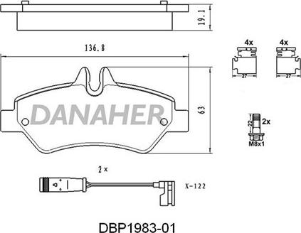 Danaher DBP1983-01 - Kit pastiglie freno, Freno a disco autozon.pro