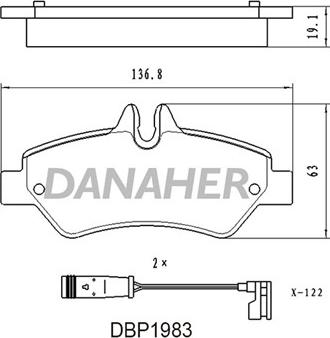 Danaher DBP1983 - Kit pastiglie freno, Freno a disco autozon.pro