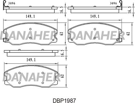 Danaher DBP1987 - Kit pastiglie freno, Freno a disco autozon.pro