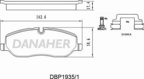 Danaher DBP1935/1 - Kit pastiglie freno, Freno a disco autozon.pro