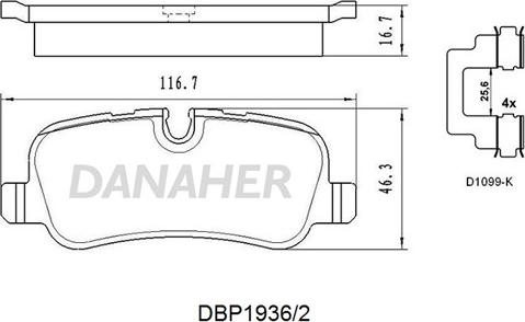 Danaher DBP1936/2 - Kit pastiglie freno, Freno a disco autozon.pro