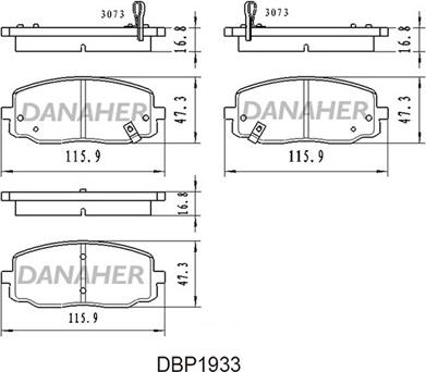 Danaher DBP1933 - Kit pastiglie freno, Freno a disco autozon.pro