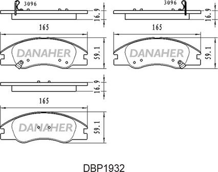 Danaher DBP1932 - Kit pastiglie freno, Freno a disco autozon.pro