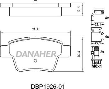 Danaher DBP1926-01 - Kit pastiglie freno, Freno a disco autozon.pro