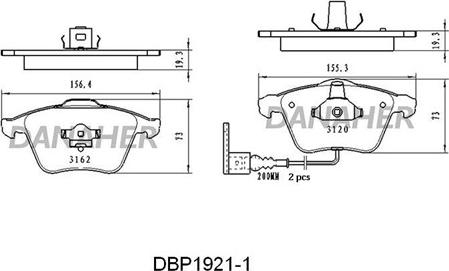 Danaher DBP1921/1 - Kit pastiglie freno, Freno a disco autozon.pro