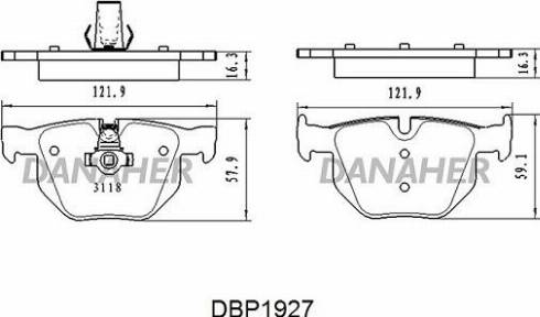 Danaher DBP1927 - Kit pastiglie freno, Freno a disco autozon.pro