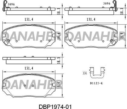 Danaher DBP1974-01 - Kit pastiglie freno, Freno a disco autozon.pro