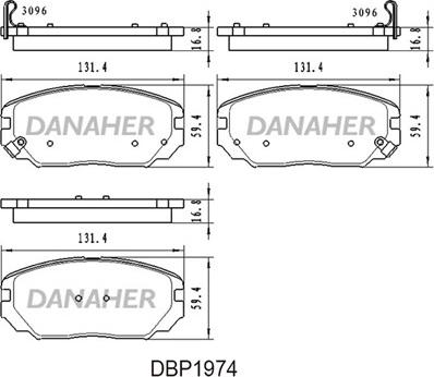 Danaher DBP1974 - Kit pastiglie freno, Freno a disco autozon.pro