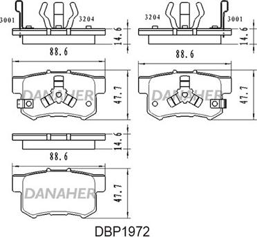 Danaher DBP1972 - Kit pastiglie freno, Freno a disco autozon.pro